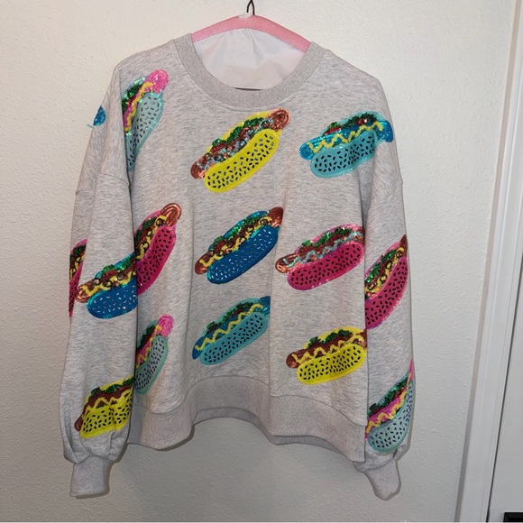 Queen of Sparkles Multi Hot Dog Sweatshirt. - Picture 2 of 6